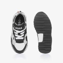 BOSS-Boys Black Canvas Lace-Up Trainers | Childrensalon