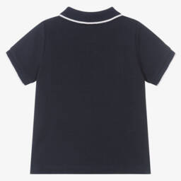 BOSS-Boys Blue Cotton Polo Shirt | Childrensalon
