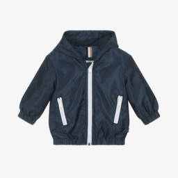 BOSS-Boys Blue Monogram Hooded Jacket | Childrensalon