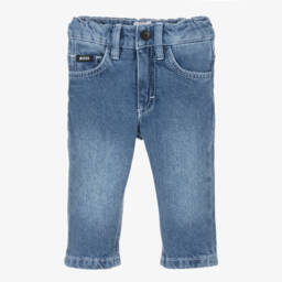 BOSS-Boys Blue Washed Regular Denim Jeans | Childrensalon
