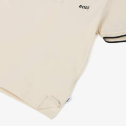 BOSS-قميص بولو قطن لون عاجي للأولاد | Childrensalon