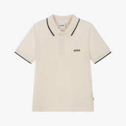 BOSS-قميص بولو قطن لون عاجي للأولاد | Childrensalon