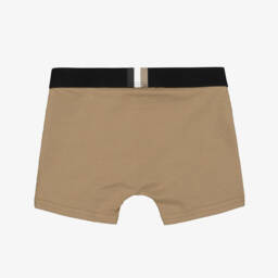 BOSS-Boys Navy Blue & Beige Cotton Jersey Boxers (2 Pack) | Childrensalon
