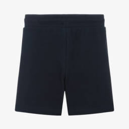BOSS-Boys Navy Blue Cotton Shorts With Green Pocket | Childrensalon