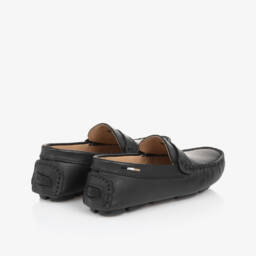 BOSS-Boys Navy Blue Leather Moccasins | Childrensalon