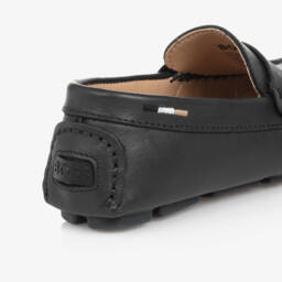 BOSS-Boys Navy Blue Leather Moccasins | Childrensalon
