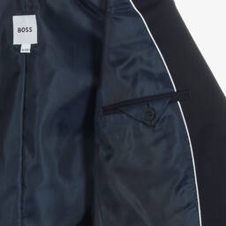 BOSS-Boys Navy Blue Twill Suit | Childrensalon