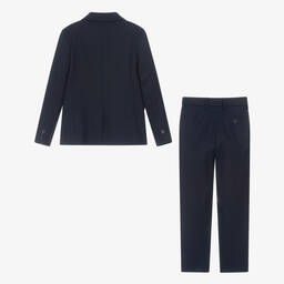 BOSS-Boys Navy Blue Twill Suit | Childrensalon