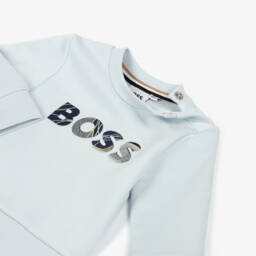 BOSS-Boys Pale Blue Embroidered Logo Sweatshirt | Childrensalon