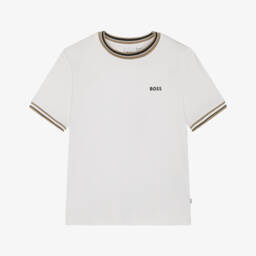 Emporio Armani-Boys Beige Cotton Tracksuit with Lenticular Logo Patch | Childrensalon