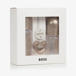 BOSS-طقم زجاجات رضاعة ومصّاصة لون ذهبي للأطفال | Childrensalon
