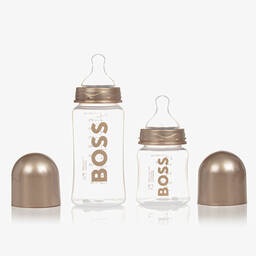 BOSS-طقم زجاجات رضاعة ومصّاصة لون ذهبي للأطفال | Childrensalon