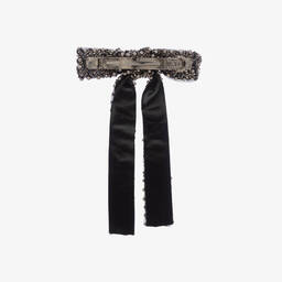 Bowtique London-مشبك للشعر فيونكة خرز لون أسود للبنات (13 سم) | Childrensalon