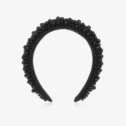 Bowtique London-Girls Black Beaded Hairband | Childrensalon