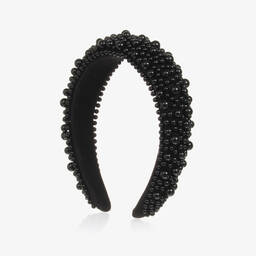 Bowtique London-Girls Black Beaded Hairband | Childrensalon