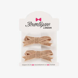 Bowtique London-Girls Glittery Gold Hair Clips (2 Pack) | Childrensalon
