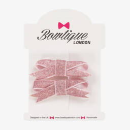 Bowtique London-Girls Glittery Pink Hair Clips (2 Pack) | Childrensalon