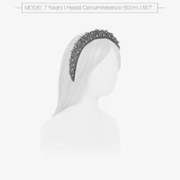 Bowtique London-Girls Grey Beaded Hairband | Childrensalon