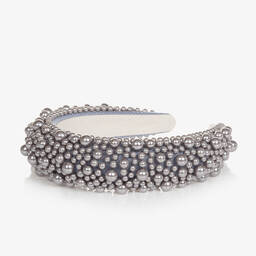 Bowtique London-Girls Grey Beaded Hairband | Childrensalon