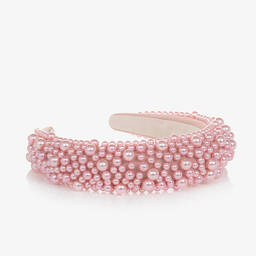 Bowtique London-Girls Pink Beaded Hairband | Childrensalon