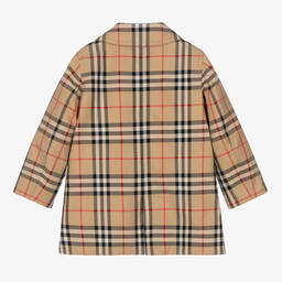 Burberry-Baby Boys Beige Check Reversible Car Coat | Childrensalon