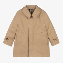 Burberry-Baby Boys Beige Check Reversible Car Coat | Childrensalon