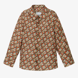 Burberry-Baby Boys Beige Cotton & Silk Shirt | Childrensalon