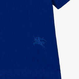 Burberry-توب بولو بياقة كاروهات قطن لون أزرق للمواليد | Childrensalon