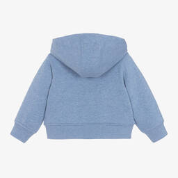 Burberry-Baby Boys Blue Cotton EKD Zip-Up Hoodie | Childrensalon