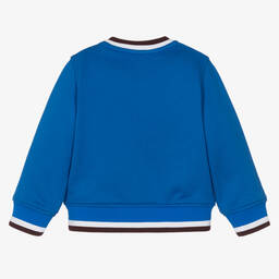 Burberry-Baby Boys Blue Cotton Varsity Sweatshirt | Childrensalon