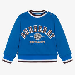 Burberry-Baby Boys Blue Cotton Varsity Sweatshirt | Childrensalon