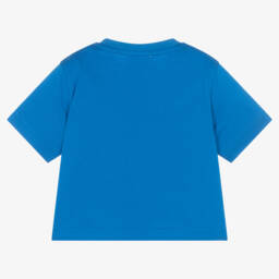 Burberry-Baby Boys Blue Cotton Varsity T-Shirt | Childrensalon
