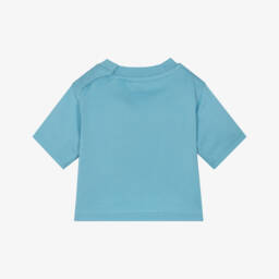 Burberry-Baby Boys Blue Organic Cotton T-Shirt | Childrensalon