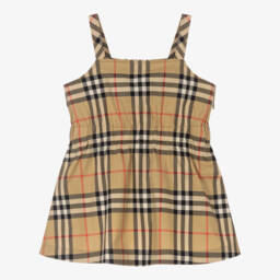 Burberry Baby Girls Beige Checked Dress Childrensalon