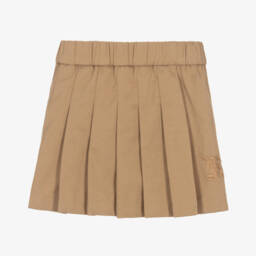 Burberry-Baby Girls Beige Pleated Twill Skirt | Childrensalon
