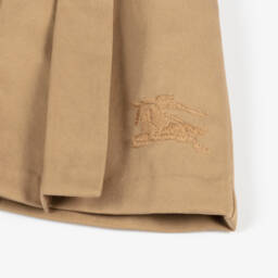 Burberry-Baby Girls Beige Pleated Twill Skirt | Childrensalon
