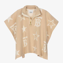 Burberry-Baby Girls Beige TB Logo Knitted Cape | Childrensalon