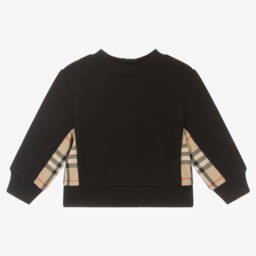 Burberry-Baby Girls Black Cotton Check Sweatshirt | Childrensalon
