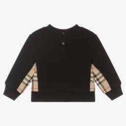 Burberry-Baby Girls Black Cotton Check Sweatshirt | Childrensalon