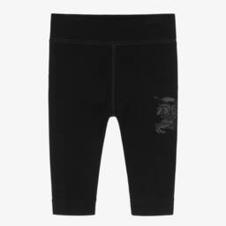 Burberry-Baby Girls Black Cotton EKD Leggings | Childrensalon