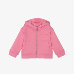 Burberry-Baby Girls Pink Organic Cotton Zip-Up Top | Childrensalon