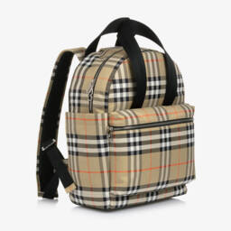 Burberry-Beige Burberry Check Changing Backpack (40cm) | Childrensalon