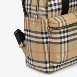 Burberry-Beige Burberry Check Changing Backpack (40cm) | Childrensalon