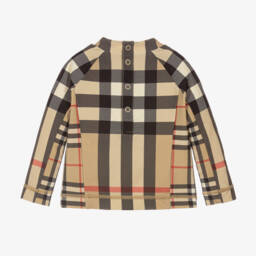 Burberry-Beige Check Baby Sun Protective Top | Childrensalon