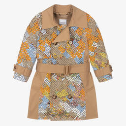 Burberry-Beige Monogram Trench Coat | Childrensalon