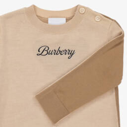 Burberry-Beige Thomas Bear Knitted Romper | Childrensalon
