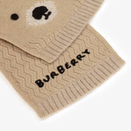 Burberry-Beige Thomas Bear Wool Knit Scarf (122cm) | Childrensalon