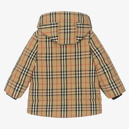 Burberry-معطف كاروهات فينتاج لون بيج مبطن بريش | Childrensalon