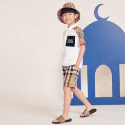 Burberry-Beige Vintage Check Sliders | Childrensalon