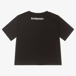Burberry-تيشيرت قطن كاروهات لون أسود للأطفال | Childrensalon